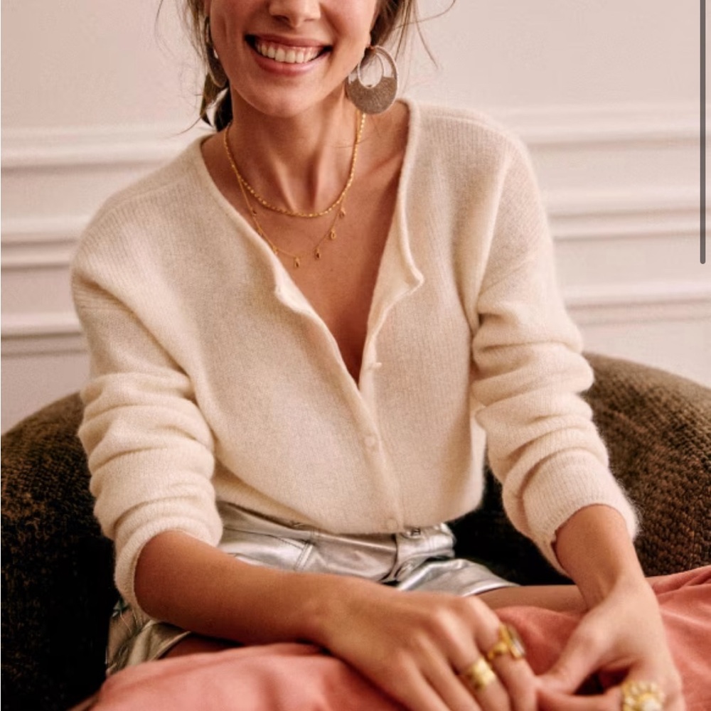 Sézane Gaspard Mohair Cardigan in Ecru